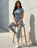 Vibrant ( Multicolour) Leopard Print Co‑ord Set (Tee & Leggings)