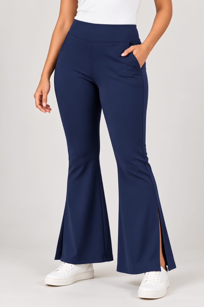 Black Flared Slit Trousers