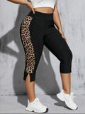 Tiger Print Side Strip Gym Yoga Daily Wear Capri