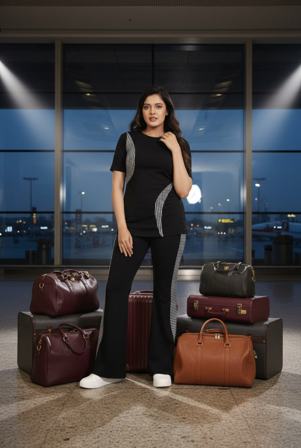 Airport Chic Black Checkered Co-ord"