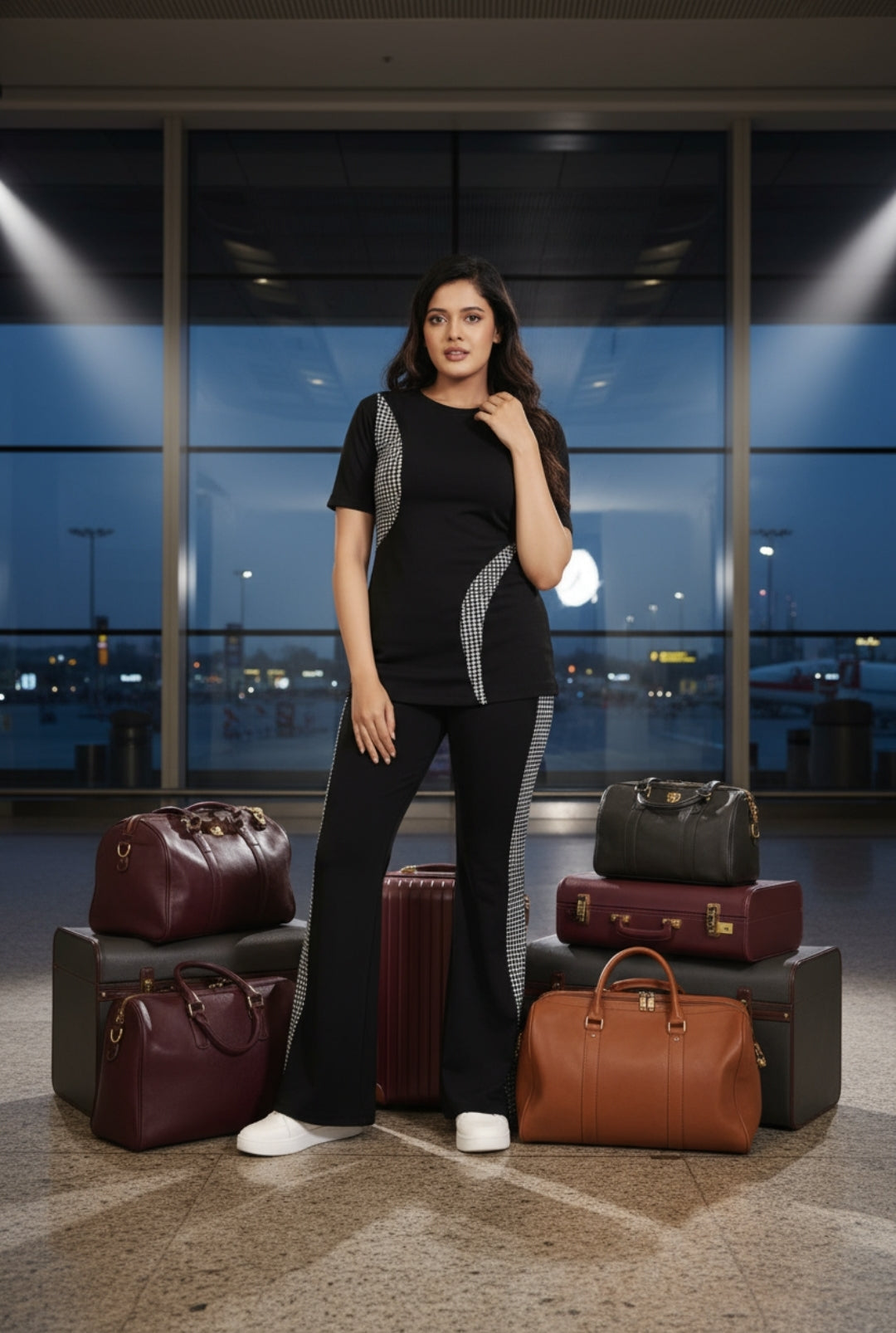 Airport Chic Black Checkered Co-ord"