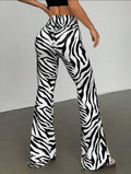 Women's Zebra Print V-Waist Flare Pant