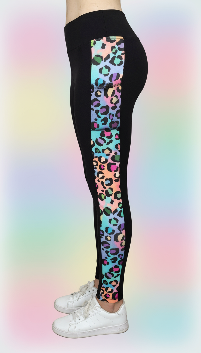Big Belt Trendy Vibrant Leopard Stripe Gym Leggings